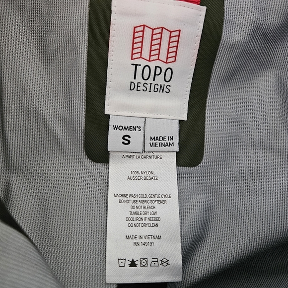 Topo Designs Olive Green Women's Tech Rain Coat Trench - Picture 12 of 13